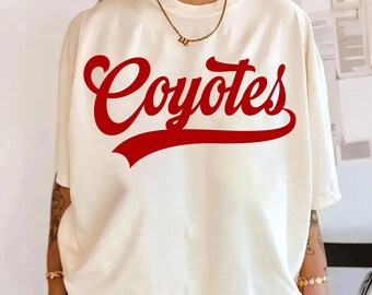 Coyotes PNG, Coyotes Mascot Script PNG, School Spirit Game Day Shirt Design, Sports Team Sublimation PNG