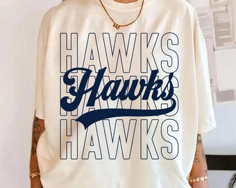 Hawks PNG, Mascotte Hawks Script PNG, Design maglietta School Spirit Hawks, File di sublimazione per sport durante le partite, Download digitale