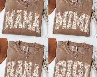 Floral Mama Nana Mimi Gigi PNG Bundle, Preppy Mom Shirt Sublimation Design, Grandma PNG, Mother’s Day PNG, Instant Download