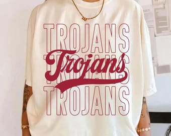 Trojans PNG, Trojans Mascot Script PNG, School Spirit Trojans Shirt Design, Game Day Sports Sublimation File, Digital Download