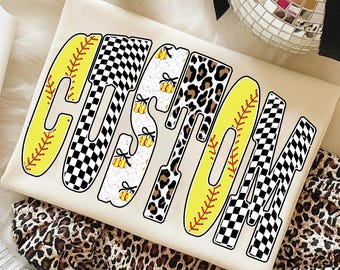 Nombre de mascota de sóftbol personalizado PNG / Letras personalizadas de mascota de espíritu escolar / Diseño de sublimación / Descarga digital