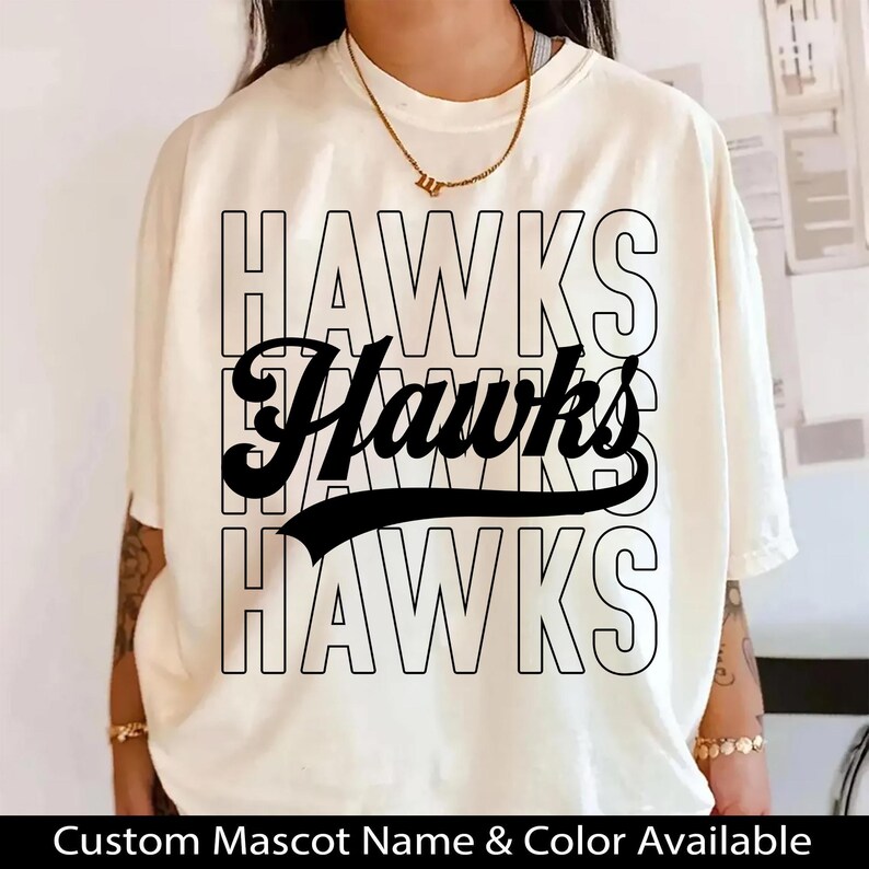 Hawk In Script Hawks PNG, Hawks Mascot Script PNG, School Spirit Hawks Shirt Design ...