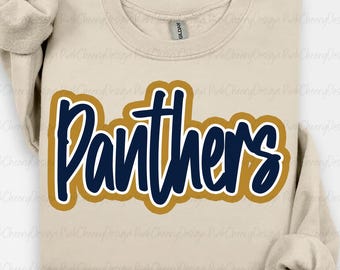 Panthers Mascot PNG, School Spirit Panthers Script Logo, Team Mascot Design, Game Day Panthers Shirt PNG, Sublimation Digital Download