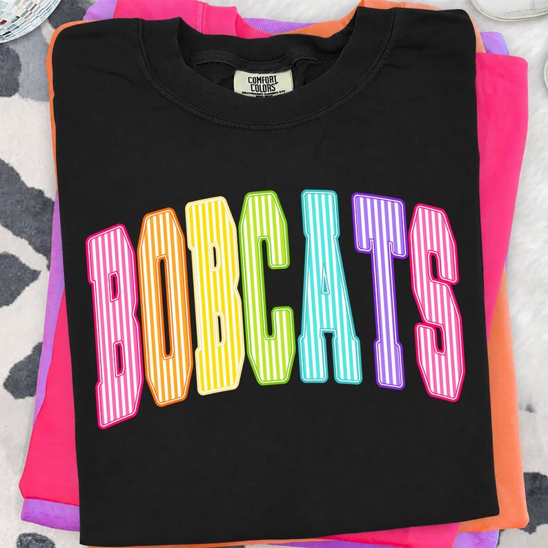 Bobcats PNG, Colorful Striped Bobcats Mascot PNG, Varsity School Spirit ...