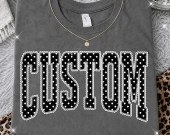 Custom Mascot Name PNG, Personalized School Mascot Shirt Design, Black Polka Dot Varsity Team Name, School Spirit Game Day Sublimation PNG
