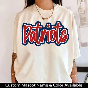 Patriots Mascot PNG, School Spirit Patriots Script Logo, Team Mascot Design, Game Day Patriots Shirt PNG, Sublimation Digital Download image 3