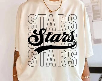 Stars PNG, Stars Mascot Script PNG, School Spirit Stars Shirt Design, Game Day Sports Sublimation File, Digital Download