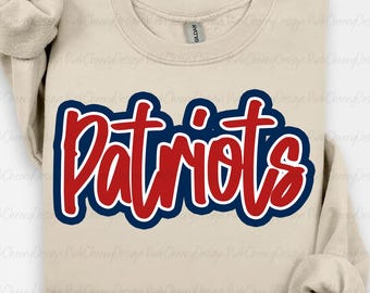 Mascotte Patriots PNG, logo School Spirit Patriots, design mascotte della squadra, maglietta Patriots per il giorno della partita PNG, download digitale a sublimazione