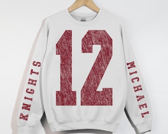 Custom Number Front and Back PNG Design, Personalized Football Game Day Shirt File, Player Name & Team Name Sleeve Print, Digital Download