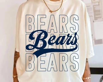 Orsi PNG, Mascotte degli Orsi PNG, Design della maglietta degli Orsi con lo spirito scolastico, File di sublimazione per sport durante le partite, Download digitale