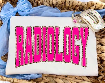 Radiology PNG, Pink Leopard Radiology Tech PNG, X Ray Tech Shirt Design, Radiologic Technologist Gift Sublimation PNG