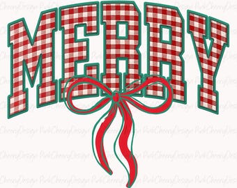 Red Plaid Merry PNG | Buffalo Plaid Christmas Shirt Design | Merry Christmas Shirt PNG | Holiday DTF Sublimation Digital Download