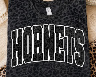 Hornets PNG, Black Leopard Hornets Mascot PNG, Varsity School Spirit Game Day Shirt Design, Team Spirit Sublimation PNG