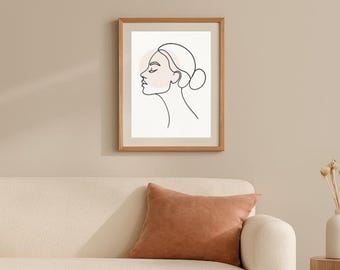 Minimalist Female Portrait Print | Abstract Line Art (Digital Download)