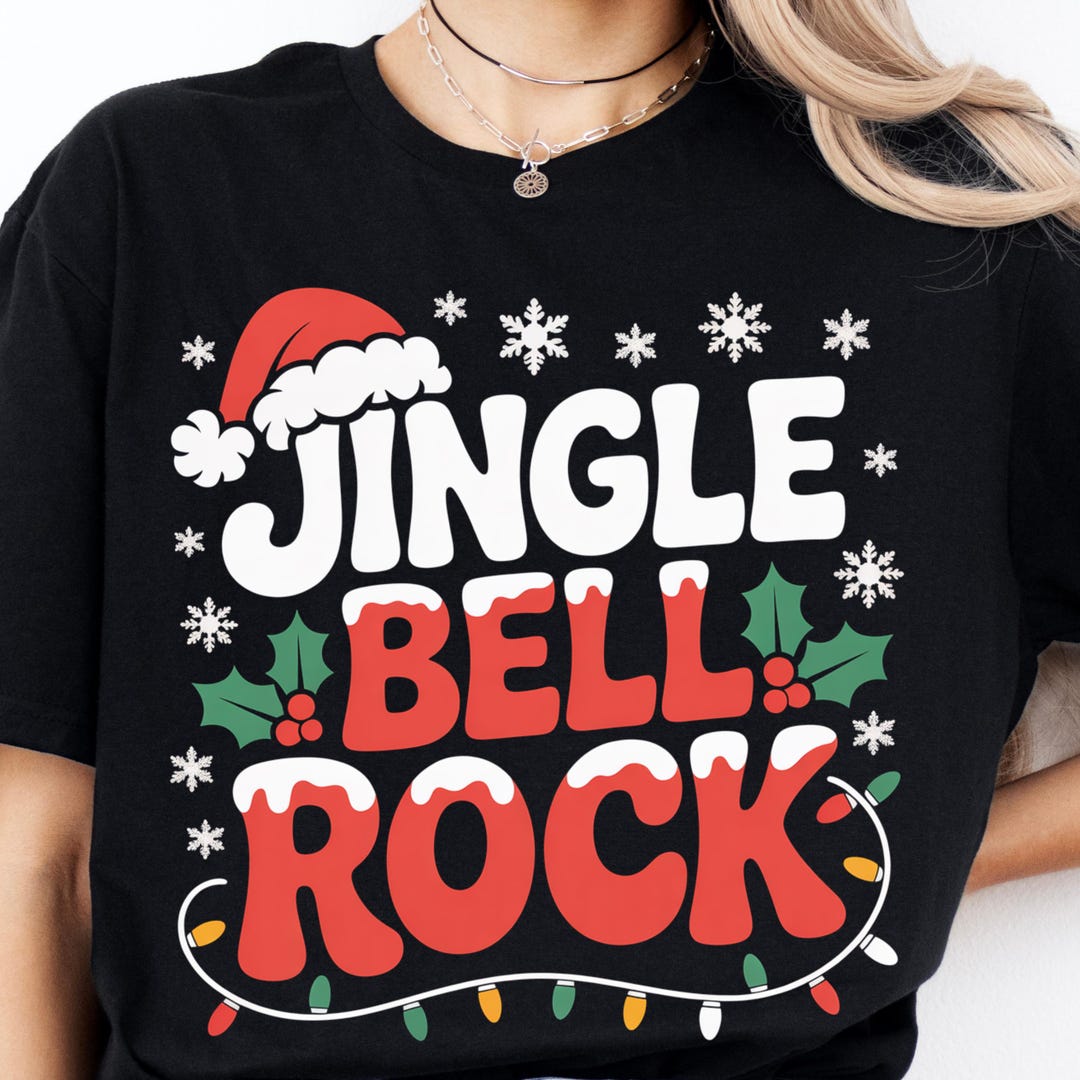 Jingle Bell Rock T-shirt, Retro Christmas Holiday Gift, Festive Xmas ...