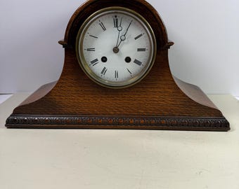 Reloj de sobremesa antiguo Wm. L. Gilbert Tambour — Caja de madera decorativa, para restauración