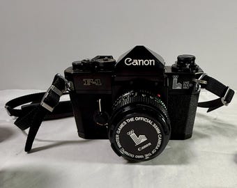 Kit de cámara réflex Canon F-1 Olympic 1980 Edition de 35 mm: 3 objetivos FD, manual y bolsa