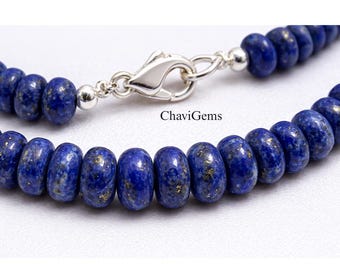 Collana Con Perle Di Lapislazzulo Naturale Blu Sfaccettate 3mm - Lunghezza 14-48 Pollici - Fatte A Mano