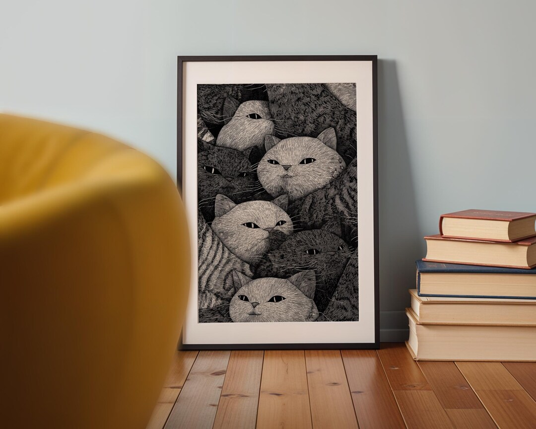 Printable Cat Wall Art | Black & White Cat Poster | 40x60 Cm Digital ...