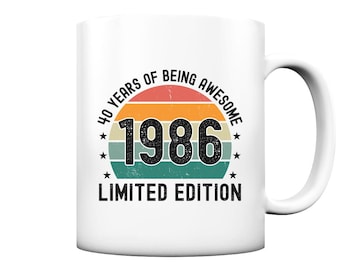 Mug vintage 1986 - 40 years anniversary mug limited edition birthday gift, 40th birthday, year of birth 1986, dad gift idea