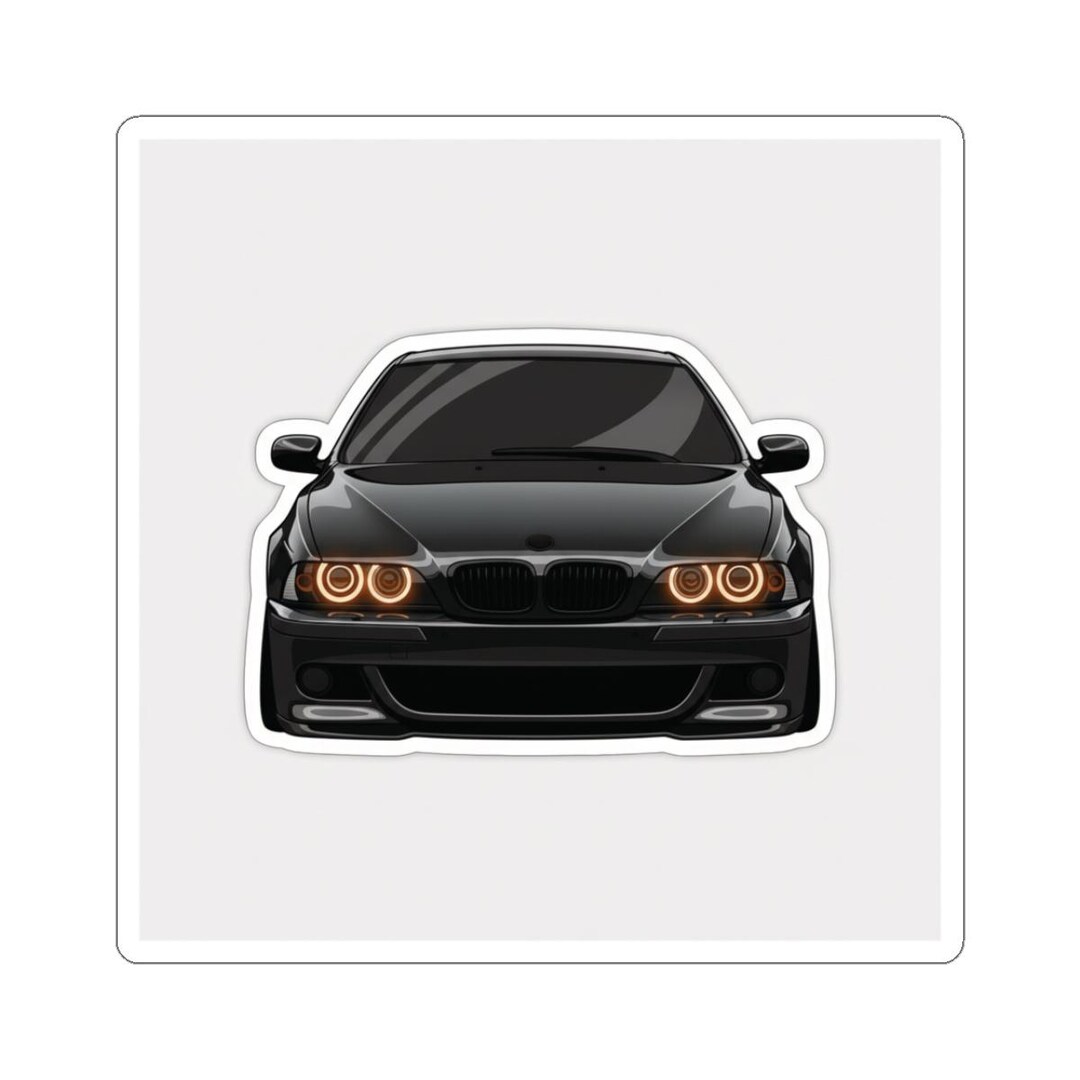 BMW M5 E39 Black Front View Kiss-cut Sticker | Angel Eye Headlights ...