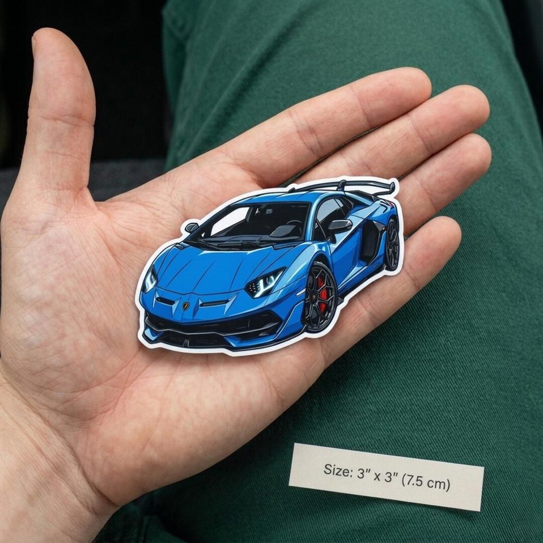 Lamborghini Aventador SVJ Comic Art Sticker, Kiss-cut Sticker ...
