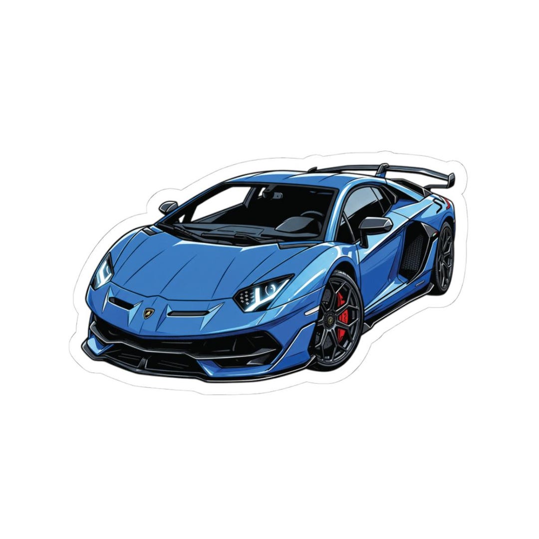 Lamborghini Aventador SVJ Comic Art Sticker, Kiss-cut Sticker ...