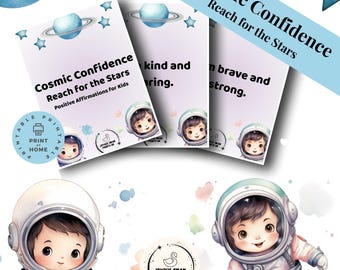 Cosmic Confidence Affirmation Cards for Kids | Positive Mindset (Digital Download)