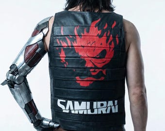 Johnny Silverhand Cosplay Vest, Cyberpunk 2077 Leather Cosplay Costume