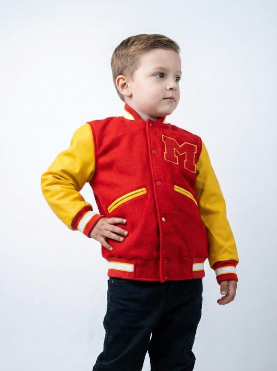 Michel Jackson Kids Unisex Cosplay Jacket - MJ Thriller Bomber Jacket - Letterman Varsity Jacket