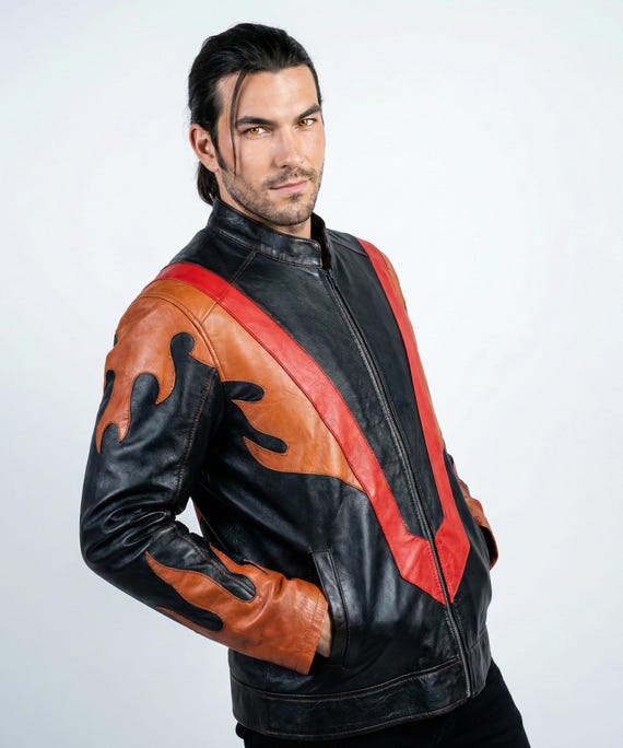 Flambae Dispatch Cosplay Jacket, Chade Flame Costume, Gaming Leather Jacket