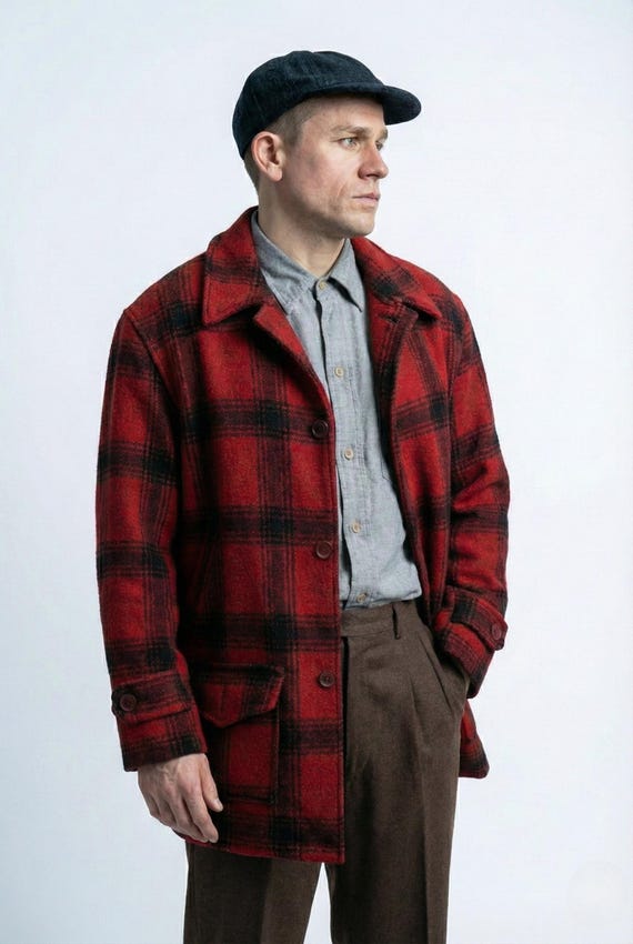 Ed Gein Monster Inspired Jacket, Charlie Hunnam Plaid Wool Coat
