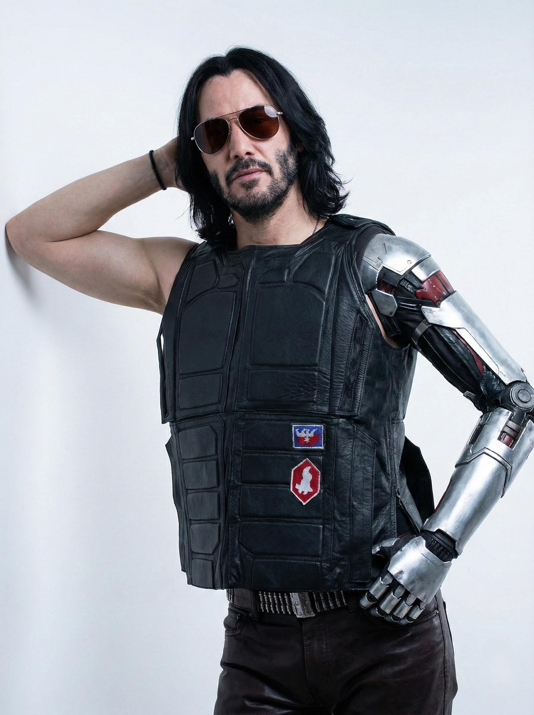 Johnny Silverhand Cosplay Vest, Cyberpunk 2077 Leather Cosplay