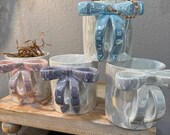 Iridescent Ceramic Bow Mug – Sculptural Coffee Cup with Gloss Finish