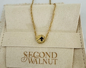 Volleyball with Cross Necklace Stainless Steel Sport Jewelry Gift for preteen young Christian Athlete