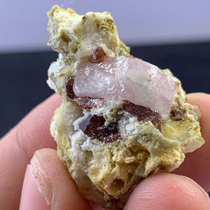 Pink Apatite with Red Garnet, Feldspar & Microlite Mica – Pakistan