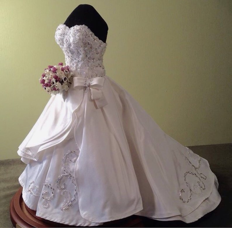 Replica Miniature Wedding Gown and Bouquet-commissioned art | Etsy