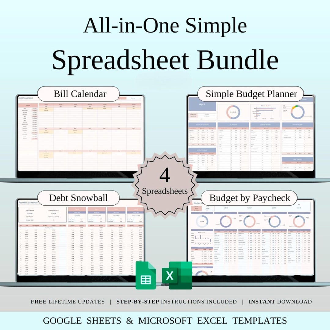 Simple Spreadsheet Activity All-in-one Simple Spreadsheet Bundle | Excel Google Sheets Templates ...