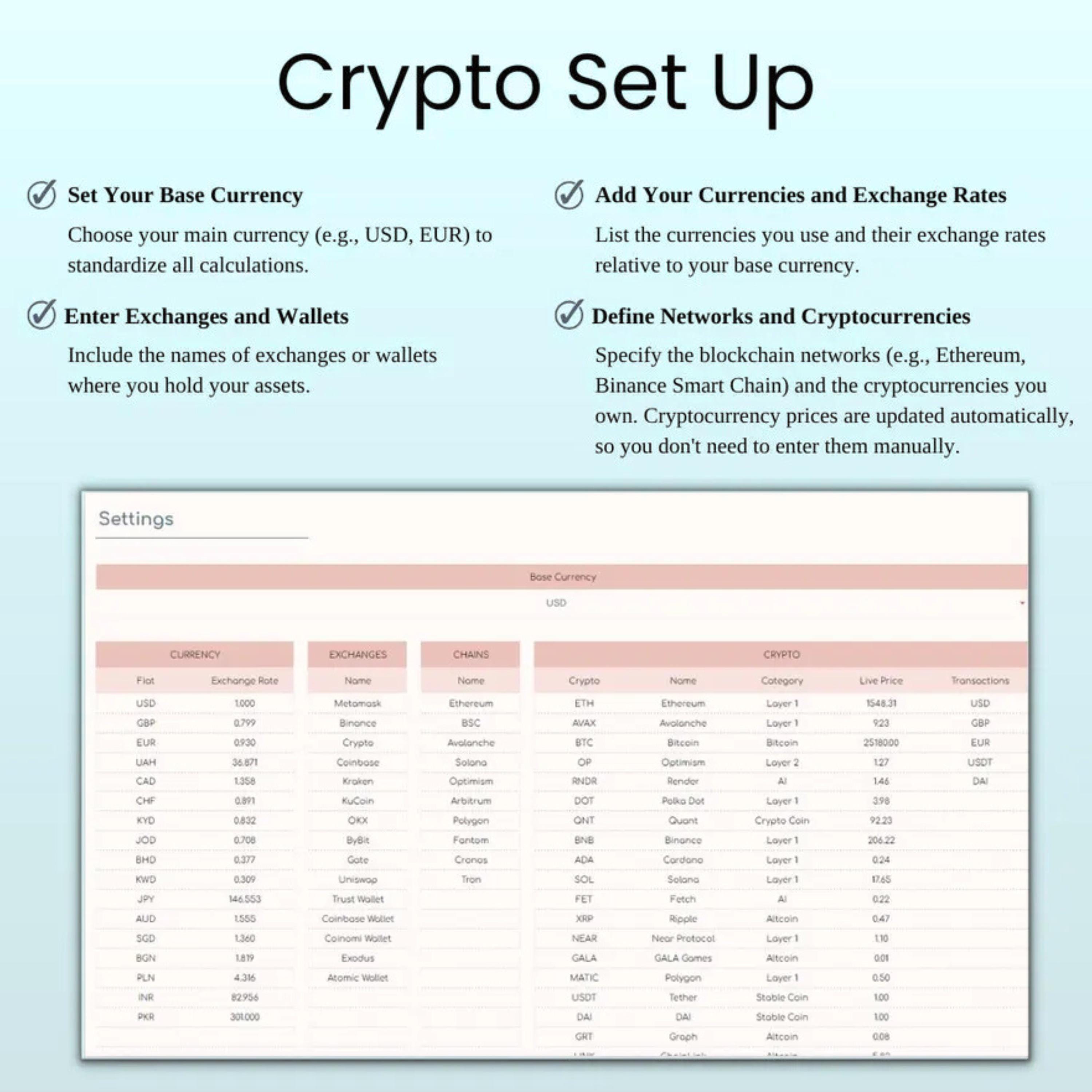 Crypto Portfolio Tracker Spreadsheet for Excel and Google Sheets - Etsy