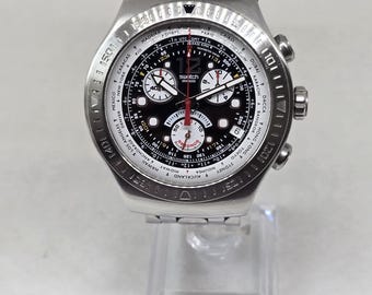 Swatch Irony "The Chrono" Get Fly Men's Watch | 47mm Stainless Steel, World Time Bezel