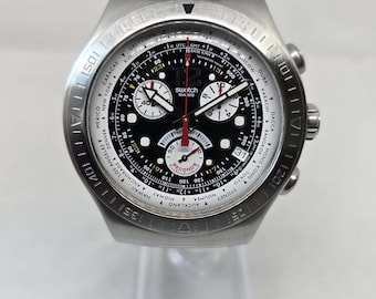 Swatch Irony "The Chrono" Get Fly Men's Watch | 47mm Stainless Steel, World Time Bezel