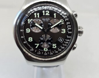 Swatch Irony "Your Turn" Chronograph (YOS413) | 47mm Massive Stainless Steel Men's Watch | Retro Swatch
