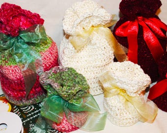 Crocheted Gift Bags, Set of 2
