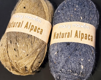 Mary Maxim Natural Alpaca 1 skein each of Sand Dune and Blue Stone Colorways