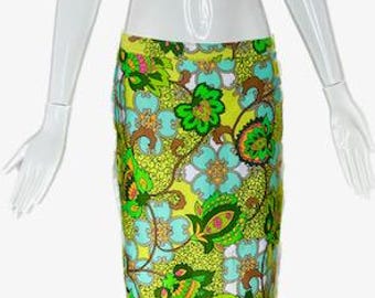 Traje de baño psicodélico de tres piezas estilo años 60. Talla S.