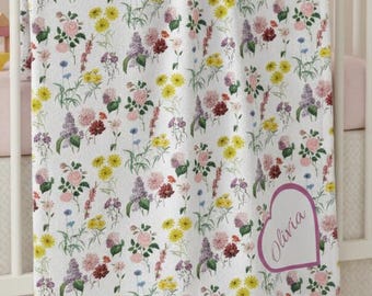 Personalized Wildflower Soft Minky Blanket