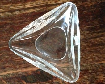 Vintage Triangular Cut Glass Ashtray Val Saint Lambert Belgium