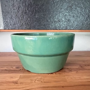 Antique Glossy Sage Green Farmhouse Ceramic Pottery Stoneware Bowl