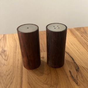 Vintage Danish Rosewood Cylinder Salt & Pepper Shakers Made in Denmark