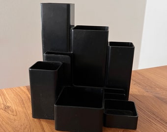 Vintage Mod Black Desk Accessory Organizer Storage Caddy 1970s